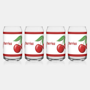 Fun Red Cherries Personalized Can Glass
