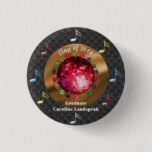 Fun Red Disco Ball Graduation Fun 1 Inch Round Button