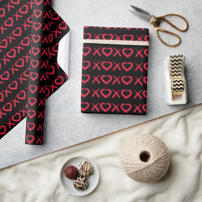 Fun red distressed XOXO love kisses Wrapping Paper (Crafts)