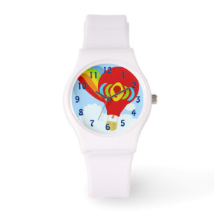 Fun Red Hot Air Balloon Cartoon Design Watch