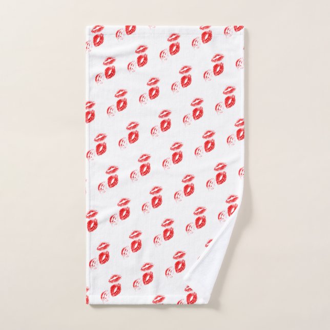 FUN! Red Lipstick Prints Hand Towel (Hand Towel)