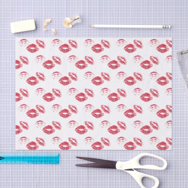 FUN! Red Lipstick Prints Tissue Paper (Craft)