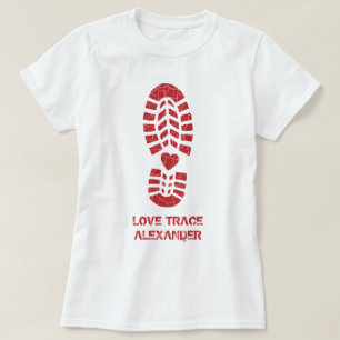 Fun Red Love Boot Print & Heart Name Personalized T-Shirt