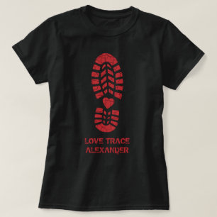 Fun Red Love Boot Print & Heart Personalized Name T-Shirt