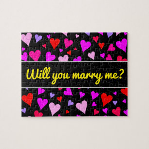Fun Red, Pink, Purple & Magenta Hearts Pattern Jigsaw Puzzle
