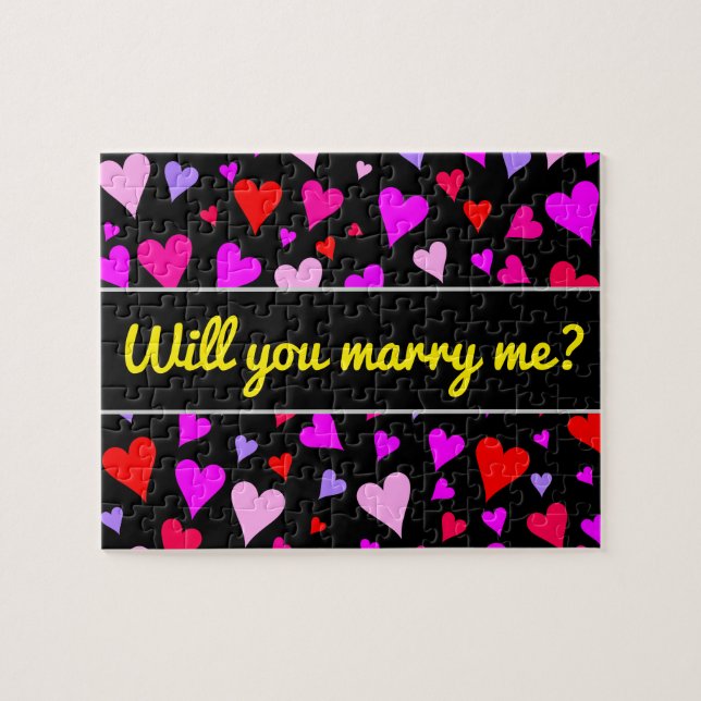 Fun Red, Pink, Purple & Magenta Hearts Pattern Jigsaw Puzzle (Horizontal)