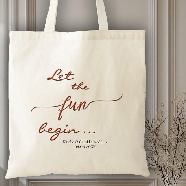Fun Red Script Simple Mariage Sac fourre-tout (Enchanting wedding or bridal tote bag with a stylized red script text)