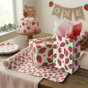 Fun Red Strawberry and Bee Gift Bag