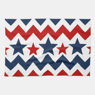Fun Red White Blue Chevron Stars and Stripes Kitchen Towel