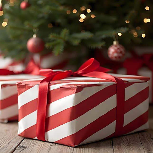 Fun Red & White Candy Can Stripe Festive Christmas Wrapping Paper (Fun Red & White Candy Can Stripe Festive Christmas Wrapping Paper)