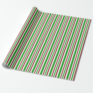 Fun Red, White, Green Christmas-Inspired Lines Wrapping Paper