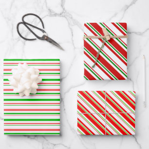 Fun Red, White, Green Coloured Christmas-Inspired Wrapping Paper Sheet
