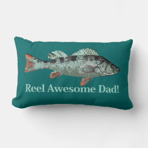 Fun Reel Awesome Dad Quote & Fish Lumbar Pillow