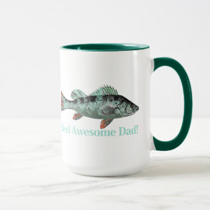 Fun Reel Awesome Dad Quote & Fish Perch Teal colou Mug