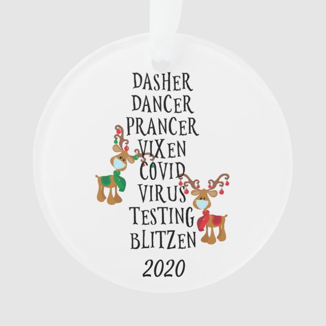 Fun Reindeer Names Covid 2020 Quarantine Ornament (Front)
