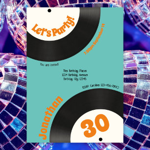 Fun Retro 30th Birthday 90s Music Vinyl Record Invitation