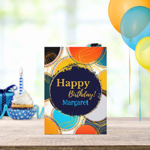 Fun Retro 80’s Happy Birthday Abstract Personalize Card