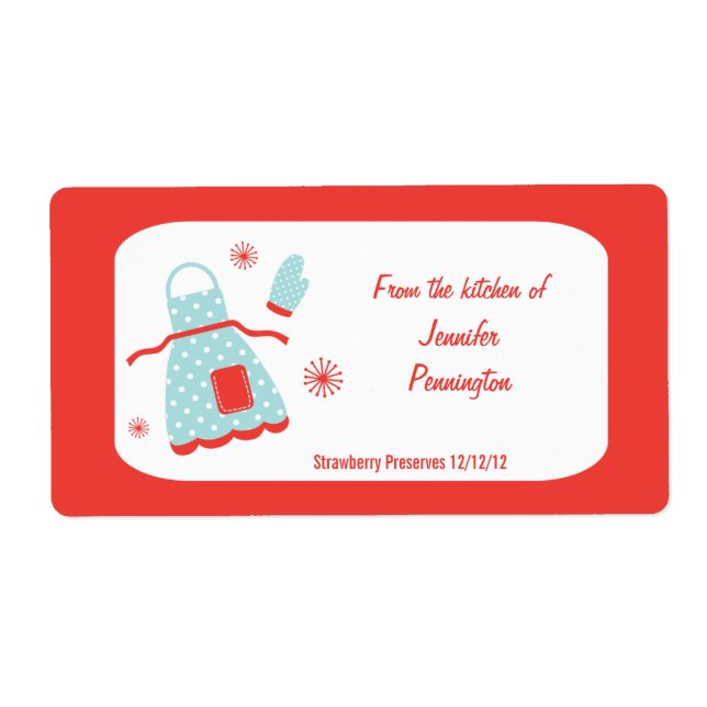 Fun retro apron from the kitchen of food labels (Front)