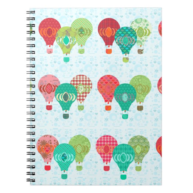 Fun Retro Balloons Pastel Fun Pattern Notebook (Front)