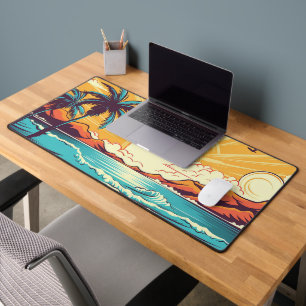 Fun retro beach lovers scene desk mat