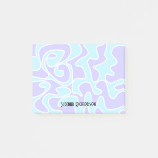 Fun Retro Blue Lavender Custom Name Post-it Notes