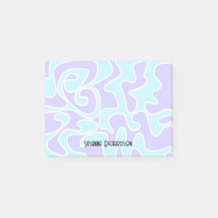 Fun Retro Blue Lavender Custom Name Post-it Post-it Notes