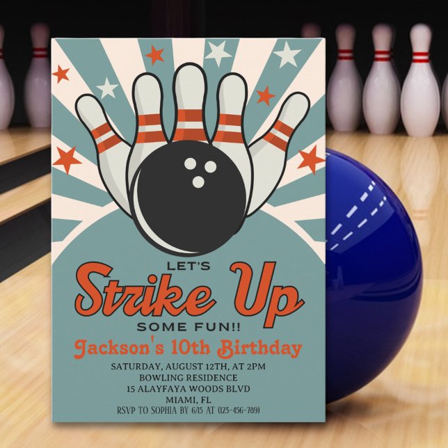 Fun Retro Bowling Party for Kids Invitation (Creator Uploaded)
