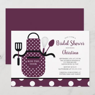 Fun Retro Boysenberry Kitchen Bridal Shower Invitation
