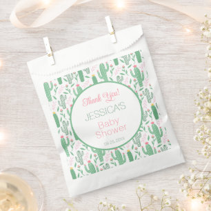 Fun Retro Cactus Succulent Floral Baby Shower     Favour Bag