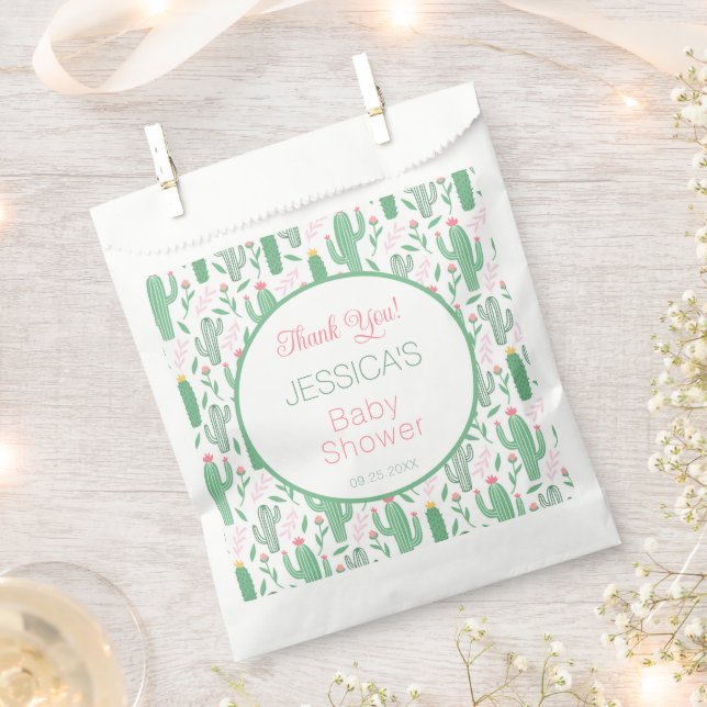 Fun Retro Cactus Succulent Floral Baby Shower     Favour Bag (Clipped)