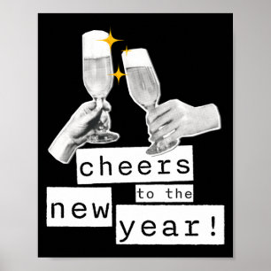 Fun Retro Cheers To The New Year Vintage Party Cel Poster