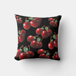 Fun Retro chic red Cherries  Throw Pillow
