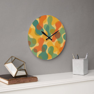 Fun Retro Classic Amorphous Shapes Art Pattern Large Clock