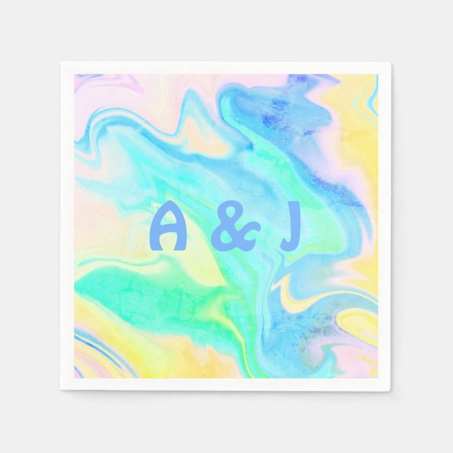 Fun Retro Colourful Personalized Cocktail Party Napkin (Front)