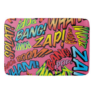 Fun Retro Comic Book Pop Art Sounds Bath Mat