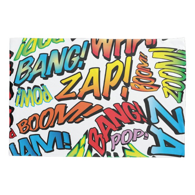 Fun Retro Comic Book Pop Art Sounds Pillowcase (Back)