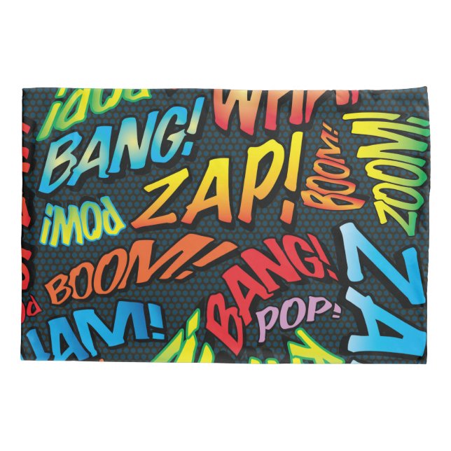 Fun Retro Comic Book Pop Art Sounds Pillowcase (Back)