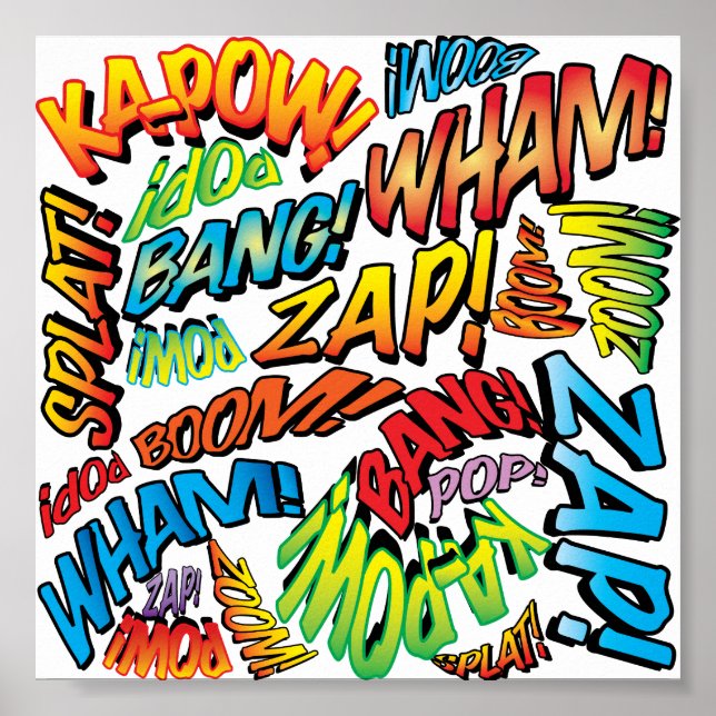Fun Retro Comic Book Pop Art Sounds Poster (Front)
