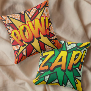 Fun Retro Comic Book Pop Art ZAP POW Throw Pillow
