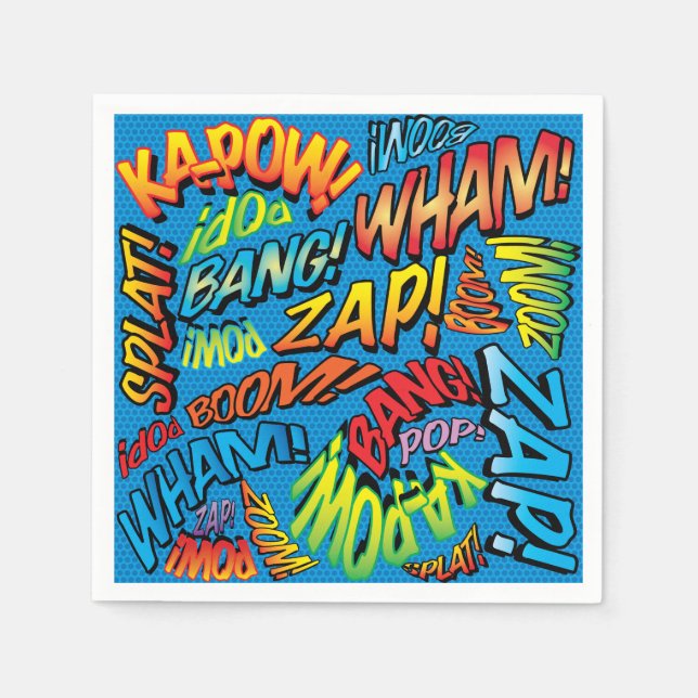 Fun Retro Comic Book Sounds Napkin (Front)