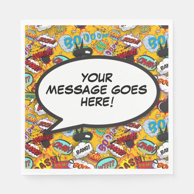 Fun Retro Comic Book Speech Bubble Napkin (Front)