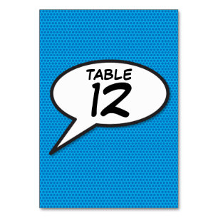 Fun Retro Comic Book Thème Mariage Numéro de table