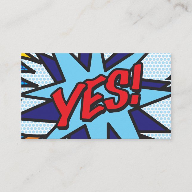 Fun Retro Comic Book YES Business Card (Front)