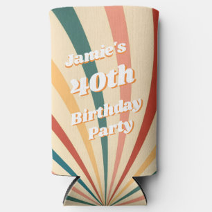Fun Retro Custom 40th Birthday Vintage Can Cooler