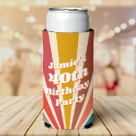 Fun Retro Custom 40th Birthday Vintage Photo Seltzer Can Cooler<br><div class="desc">This custom modern retro fun vintage rainbow sunburst photo 40th birthday party can cooler is a fantastic accessory for anyone who is looking to celebrate their milestone birthday in style. Featuring a retro-inspired sunburst design in a rainbow of colours, this can cooler is sure to be a hit at any...</div>