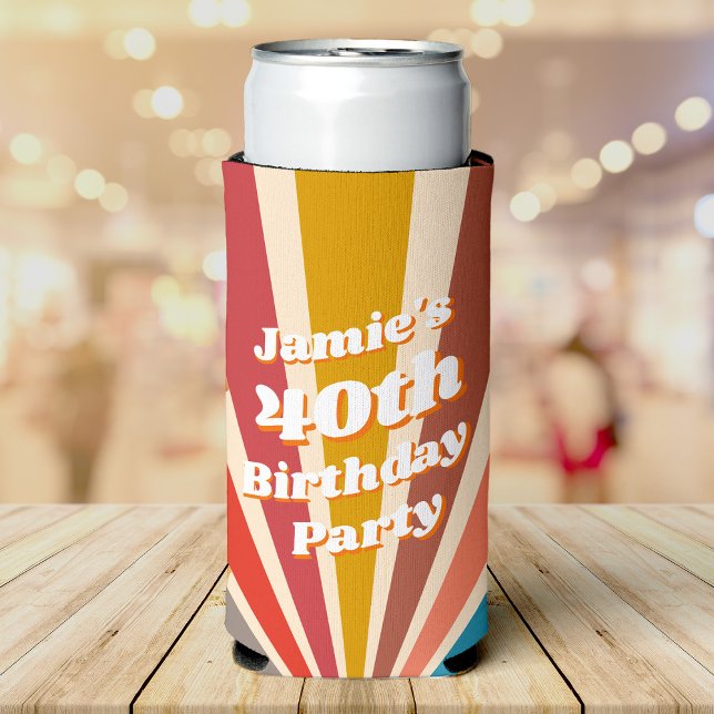 Fun Retro Custom 40th Birthday Vintage Photo Seltzer Can Cooler (Creator Uploaded)