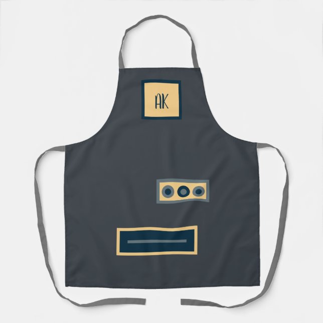 Fun Retro Dark Grey Personalized Apron (Front)