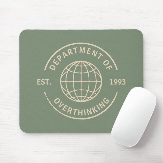 Fun Retro Department of Overthinking Office Humour Mouse Pad (With Mouse)