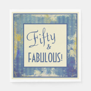 Fun Retro Framed Fifty & FABULOUS! 50th Birthday Napkin