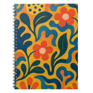 Fun Retro Garden Collage Pattern Motif Notebook